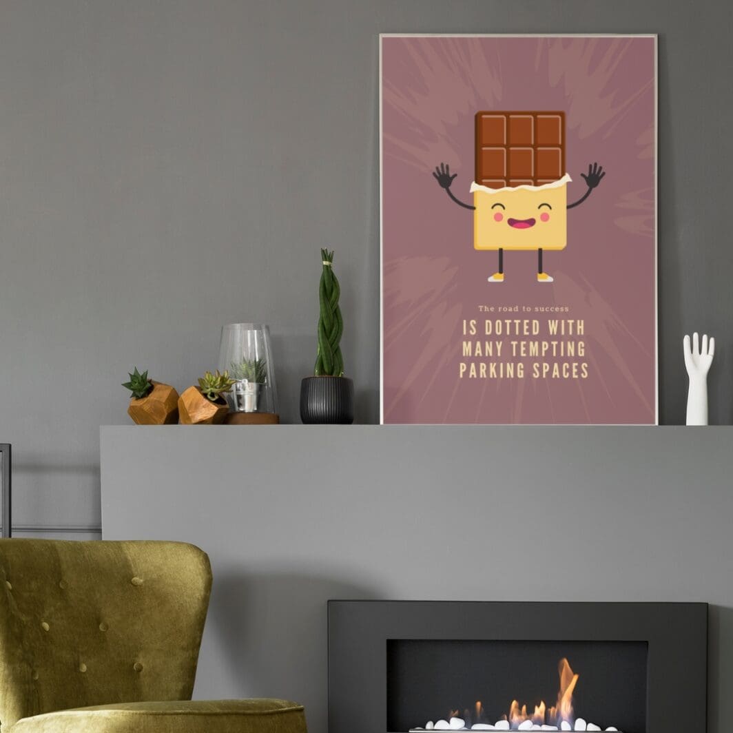 This image contains stylish chocolate heroe themed poster with emotional slogan perfect for home and office wall decor available at SharekknaOnline.com. The poster can be downloaded as pdf and printed at home or at the local print house on A3, A4 and A5 paper size.