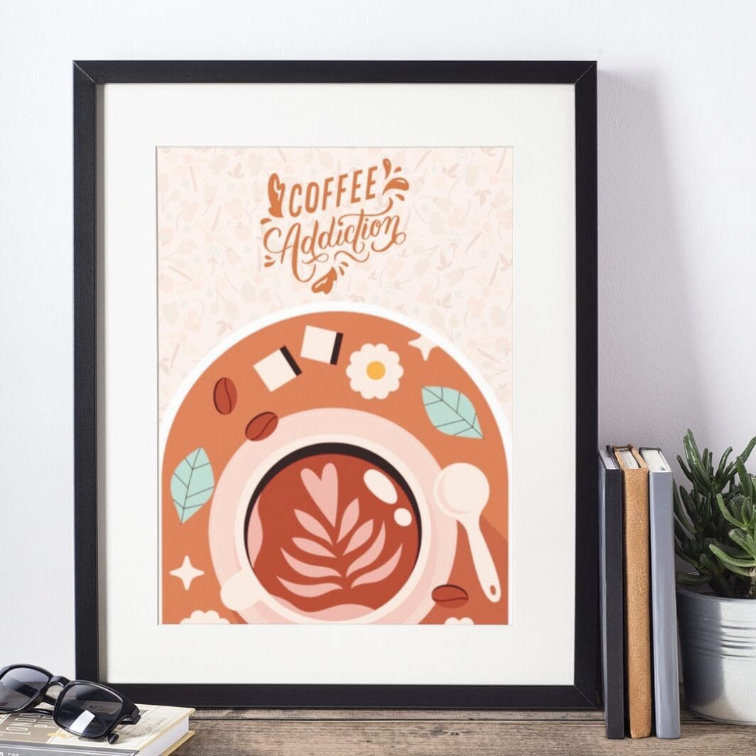 This image contains stylish 90's and retro coffee themed poster with emotional slogan, good old days, perfect for home and office wall art and wall decor, available at SharekknaOnline.com. The poster can be downloaded as pdf and printed at home or at the local print house on A3, A4 and A5 paper size.
