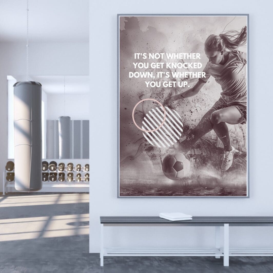 This image contains motivational sports football and basketball team games poster with emotional and motivational slogans, perfect for gum, home and work wall art and wall decor, available at SharekknaOnline.com. The poster can be downloaded as pdf and printed at home or at the local print house on A3, A4 and A5 paper size.