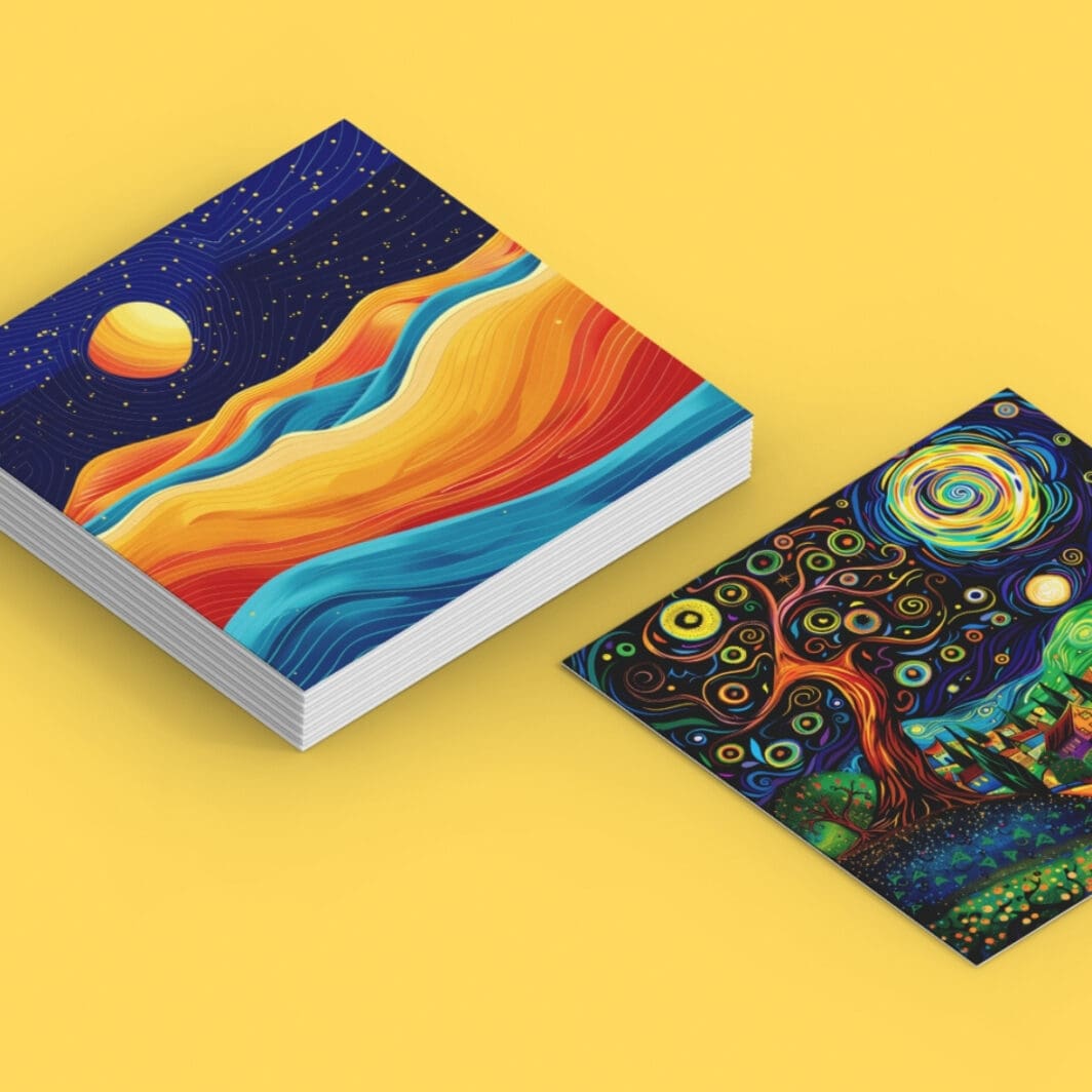 starry night greeting cards Van Gogh art colors