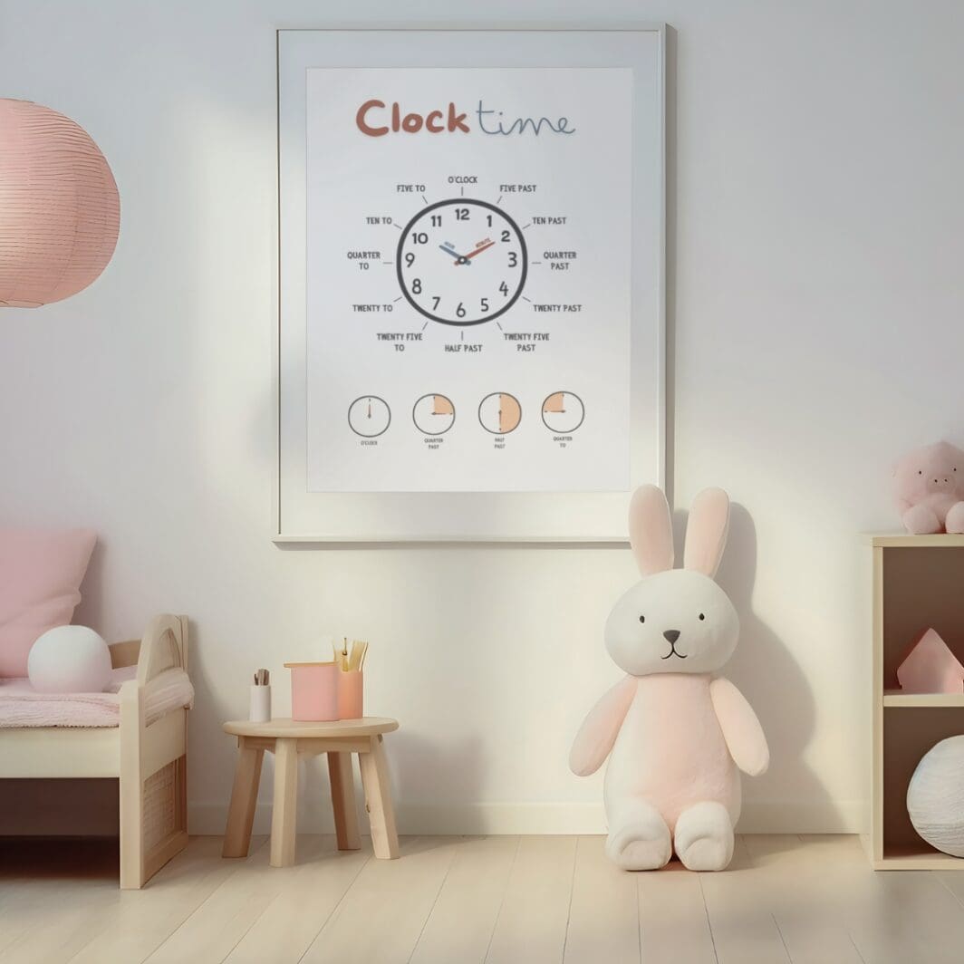 This beautifully designed Clock Time Poster is perfect for teaching children or anyone new to telling time. With a clear and easy-to-follow layout, it features both the minute and hour hand placements, highlighting key moments like 'quarter past,' 'half past,' and 'quarter to.' The poster also includes visual representations for common time expressions to make learning fun and interactive. Ideal for classrooms or home learning, download this poster today and make time-telling simple and engaging!