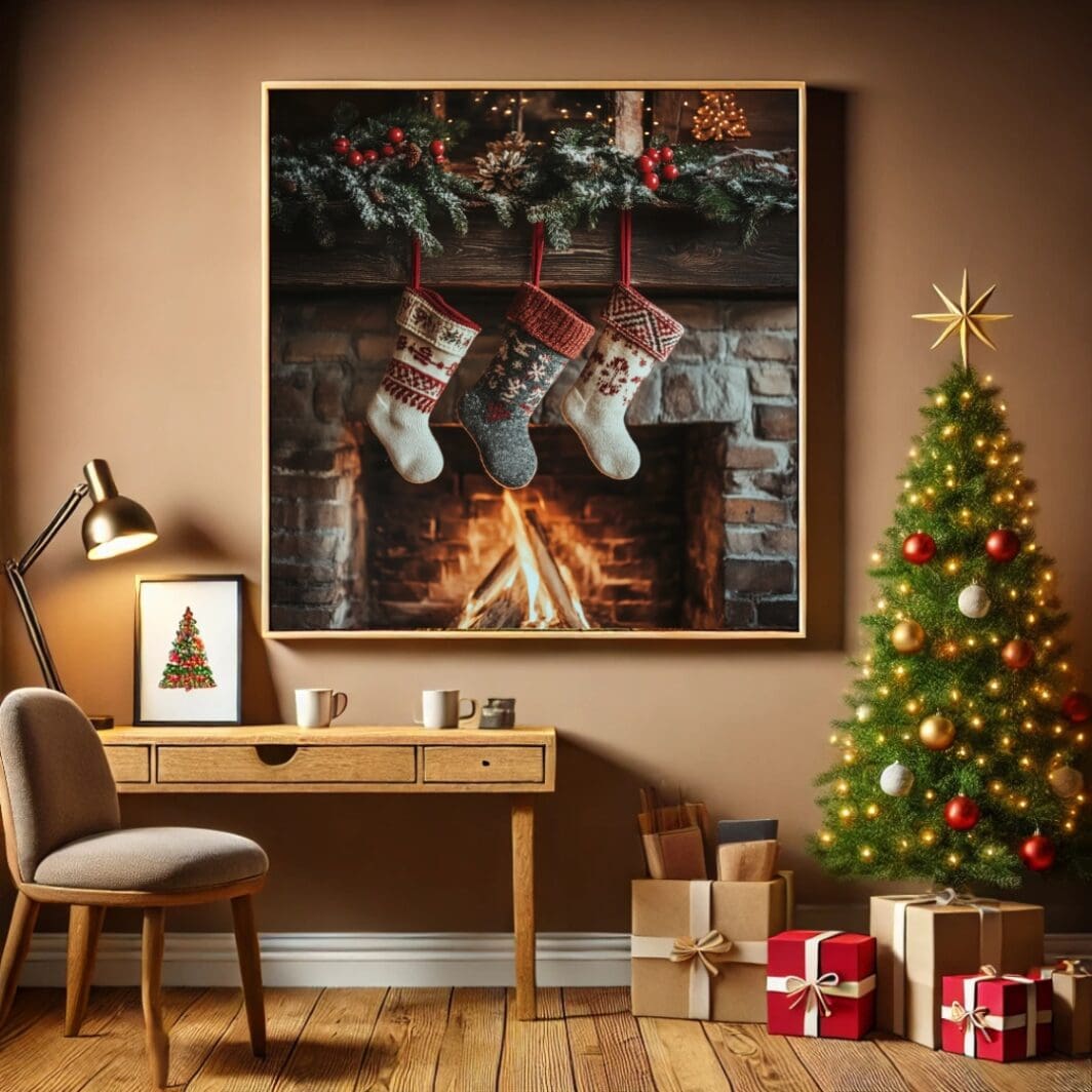 This image contains Christmas poster with emotional and motivational slogans, perfect for gum, home and work wall art and wall decor, available at SharekknaOnline.com. The poster can be downloaded as pdf and printed at home or at the local print house on any Square paper size.