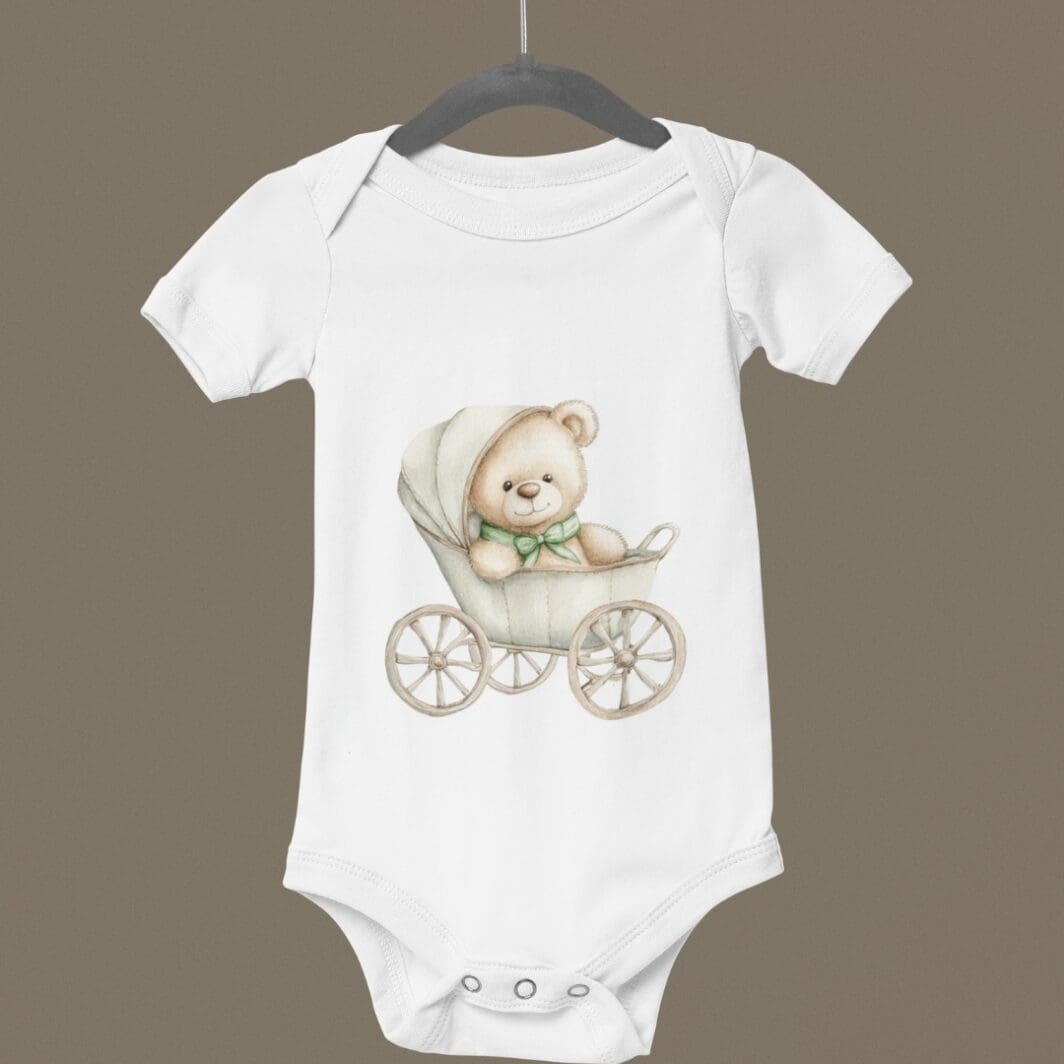 Vintage Stroller Teddy Bear Clipart - Image 4