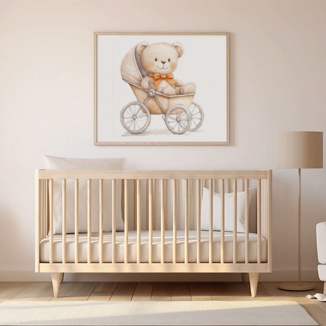 Vintage Stroller Teddy Bear Clipart - Image 5