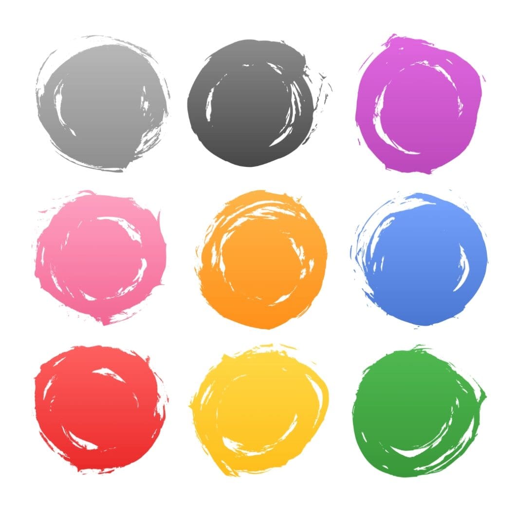 Colorful circular smudges in Google palette shades, featuring soft, watercolor-like textures on a clean background, perfect for digital and printable designs.